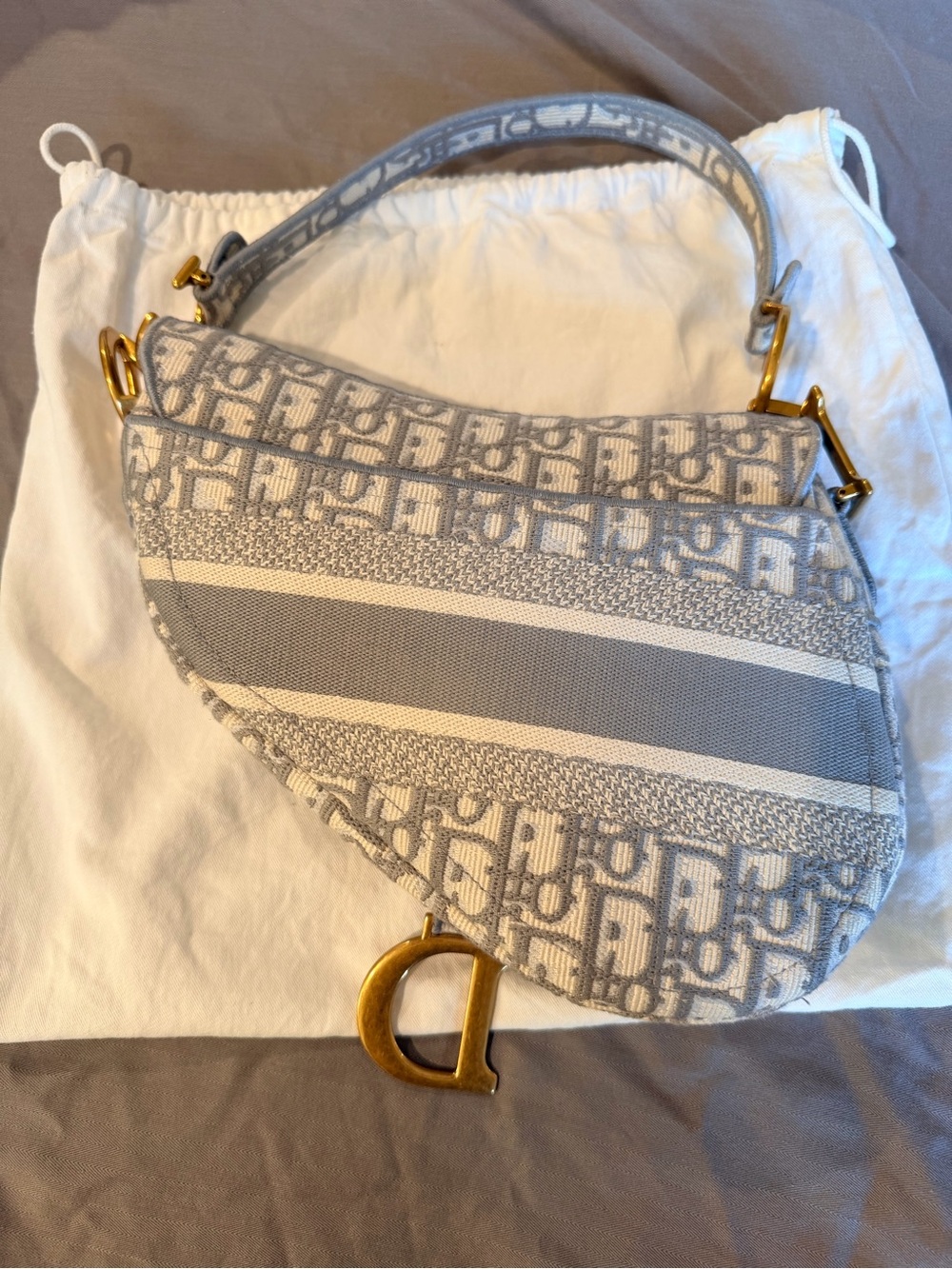 Dior oblique gray Jacquard Saddle medium - Picture 4 of 15